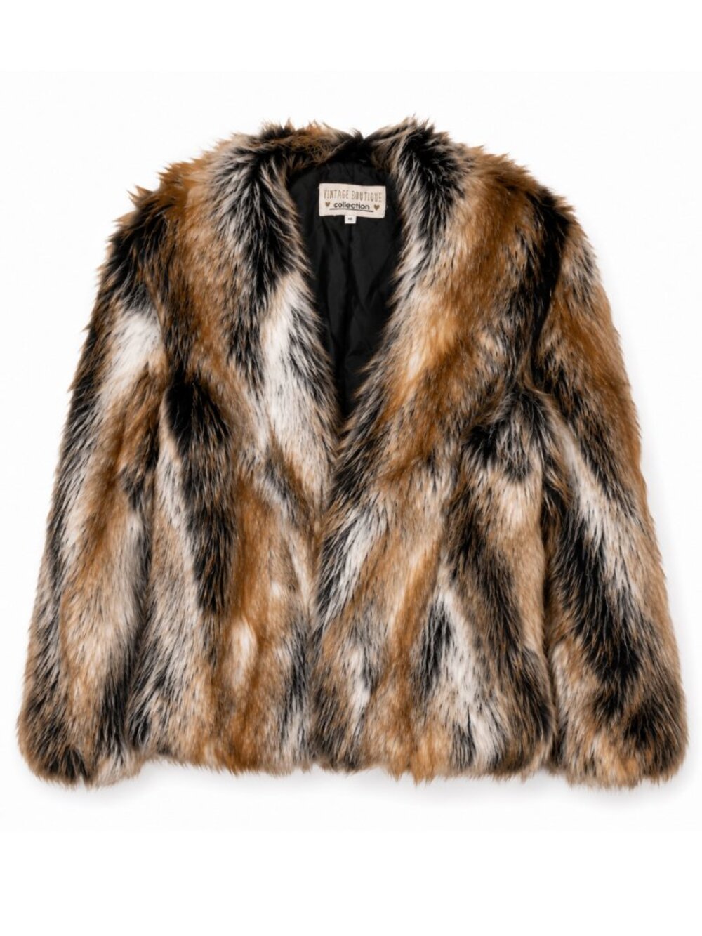 Vintage Boutique | Multi-Tone Faux Fur Plush Coat  | Size 10